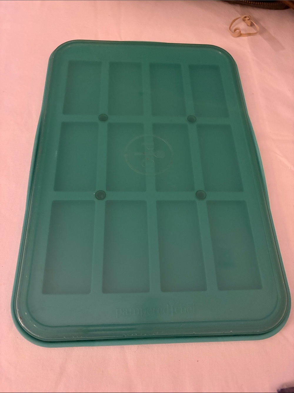 Pampered Chef Silicone Snack Bar Maker with lid. Measures 15” x 10”.
